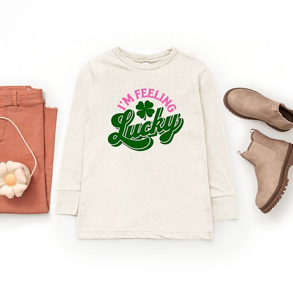 Яркая футболка с длинным рукавом и принтом I'M feeling lucky The Juniper Shop, Natural — фото 3