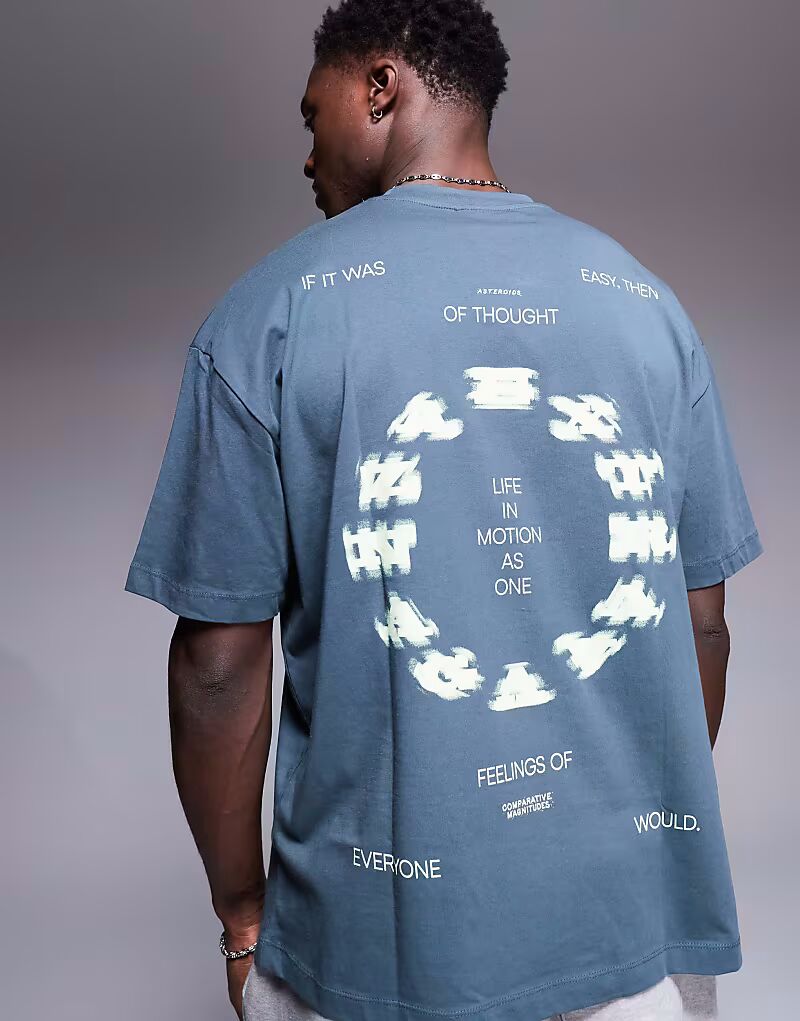 

Футболка свободного кроя ASOS DESIGN со спортивной графикой в ​​угольно-сером цвете