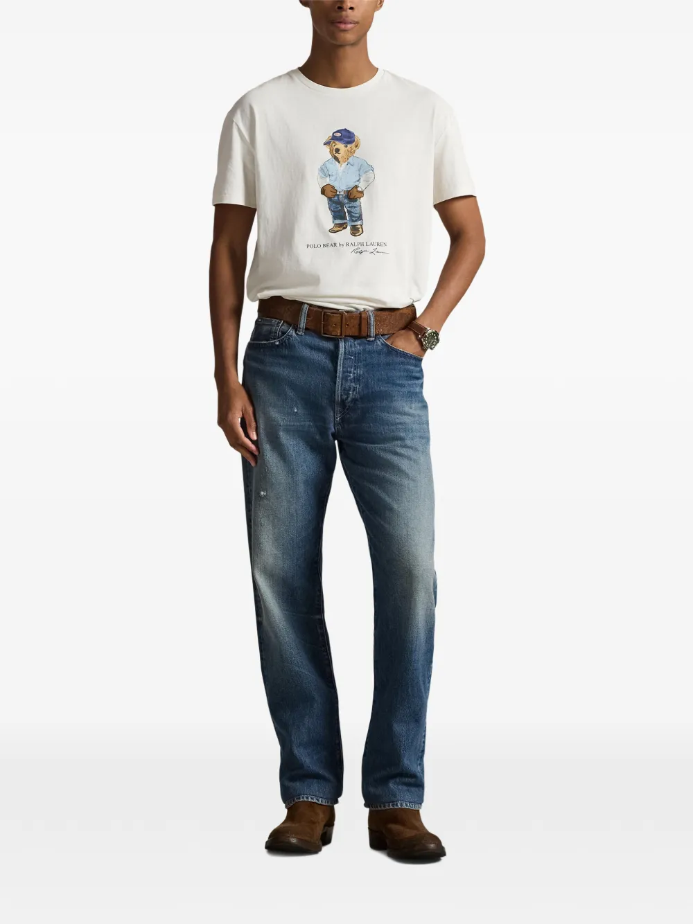 Футболка с принтом Polo+Bear Polo Ralph Lauren, белый — фото 2