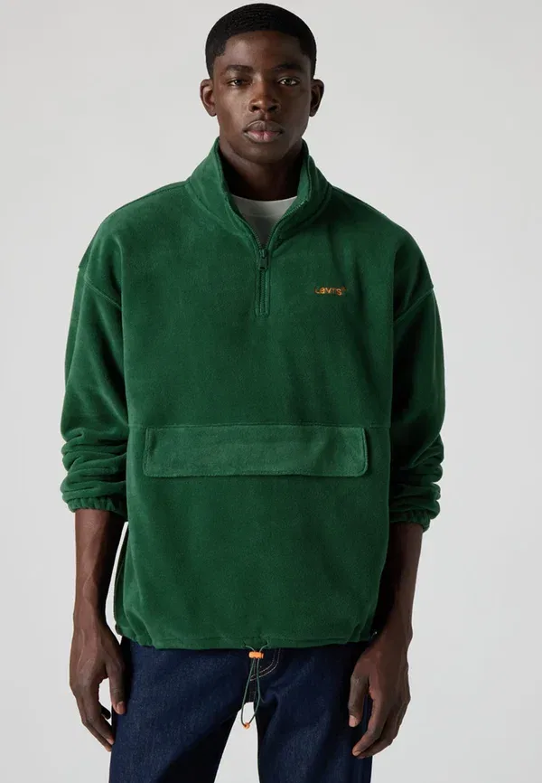 Толстовка на молнии Levi'S Lse rlxd graphic zip pch fleece jumper, тёмно-зелёный