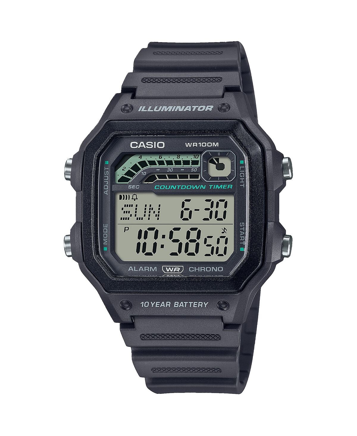 

Мужские цифровые часы из серой смолы, 42,1 мм, WS1600H-8AV Casio