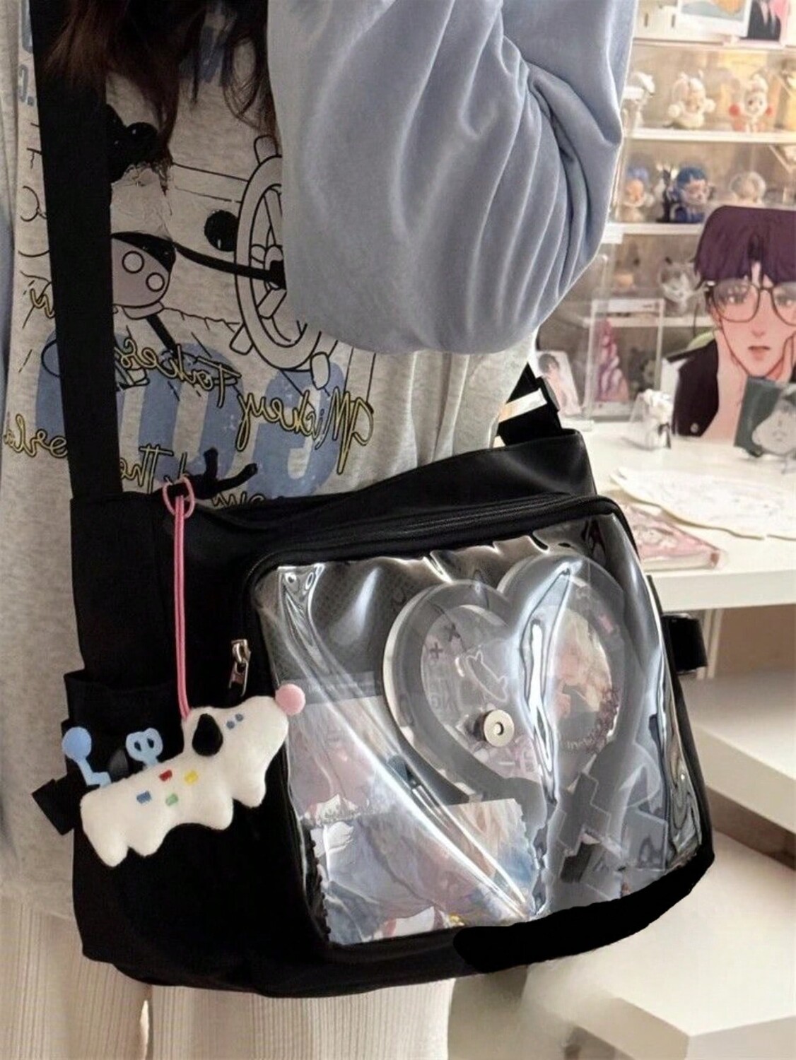 

Сумка через плечо Для женщин Kawaii Itabag 2024 новая сумка для школьников Прозрачная сумка через плечо Для женщин женские сумки Ita Bags, сумки японского и уличного стиля, черный