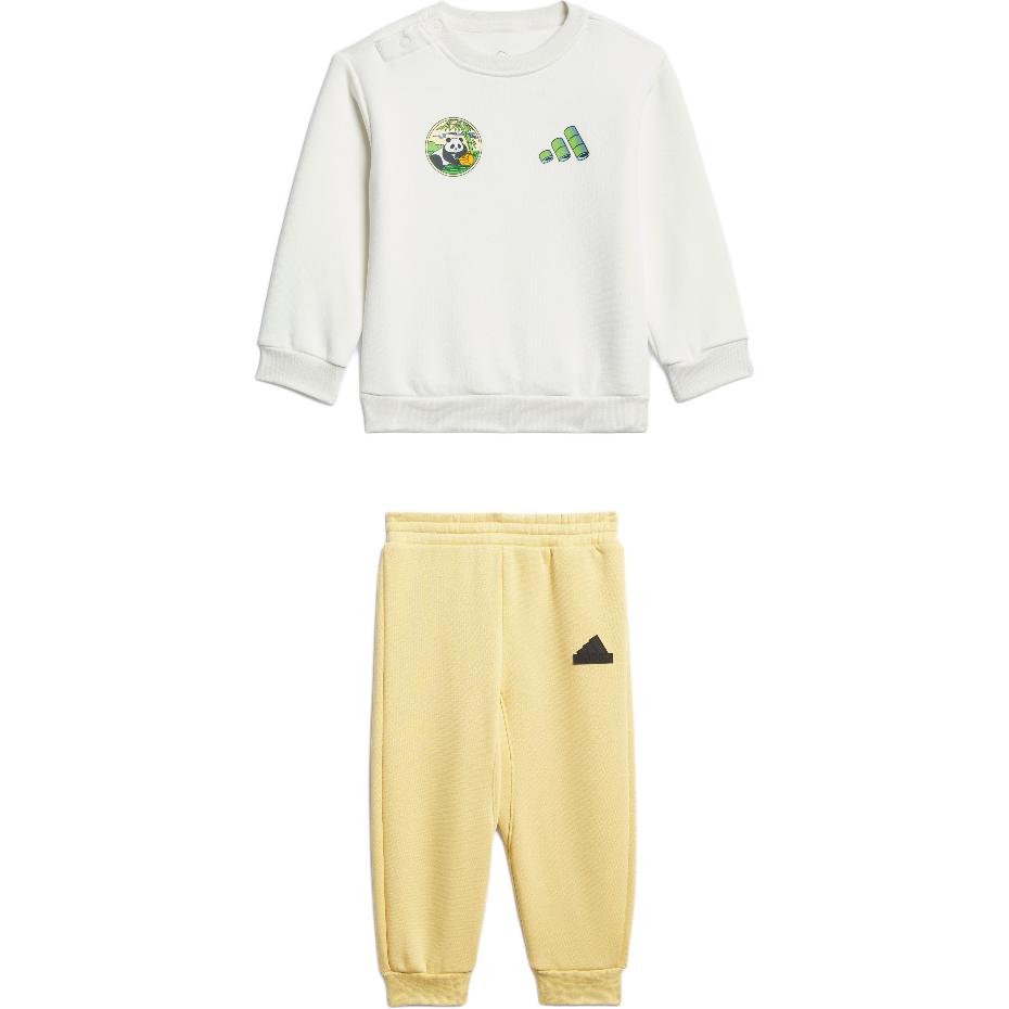 Спортивный костюм FW24 CREW TRACKSUIT Повседневная детская одежда Adidas, Нефритовый белый+Светло-желтый — фото 2