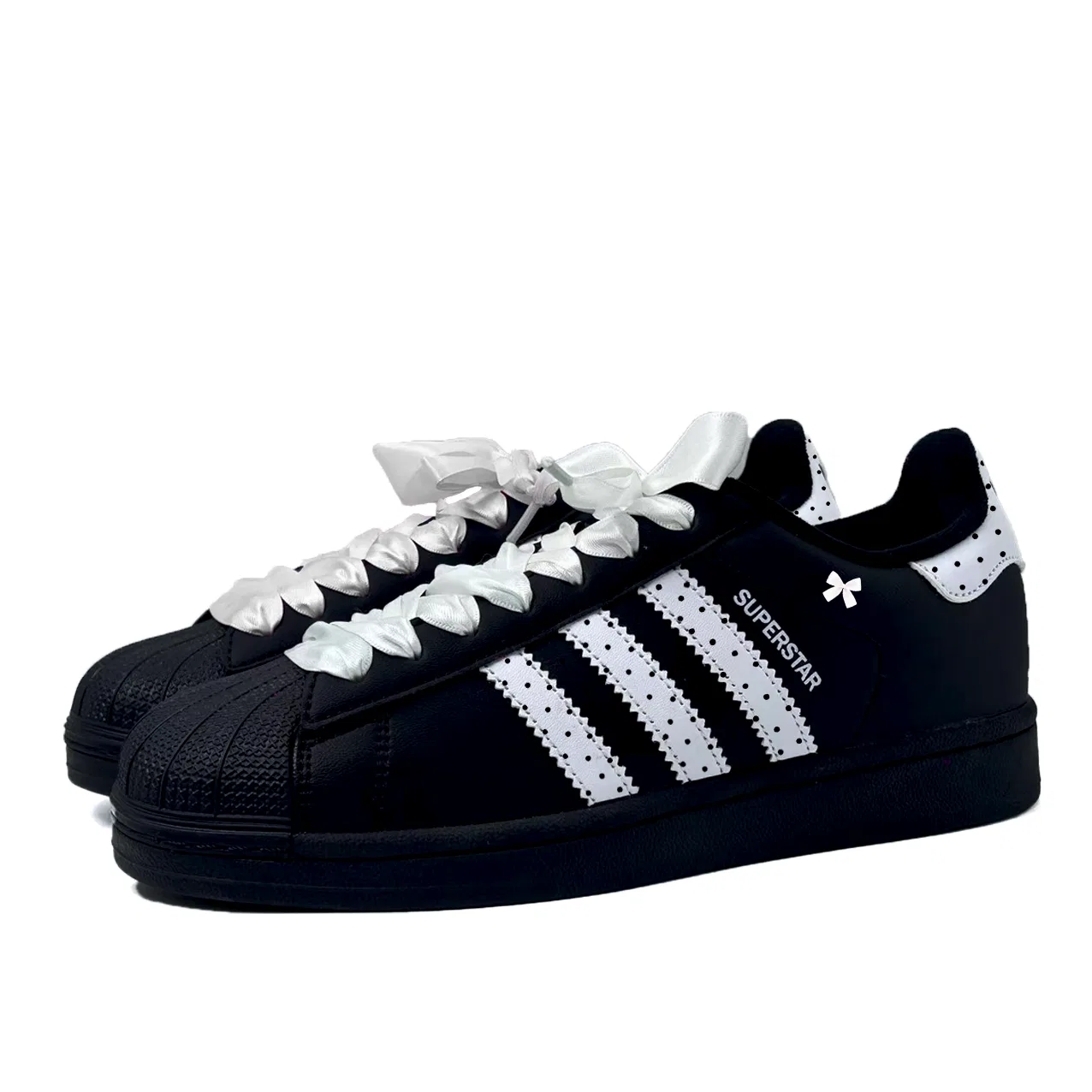 Кроссовки для скейтбординга Superstar 2 Snow Reflects Polka Dot Low top Kids' Skateboarding Shoes Black White для подростков Adidas Originals — фото 4