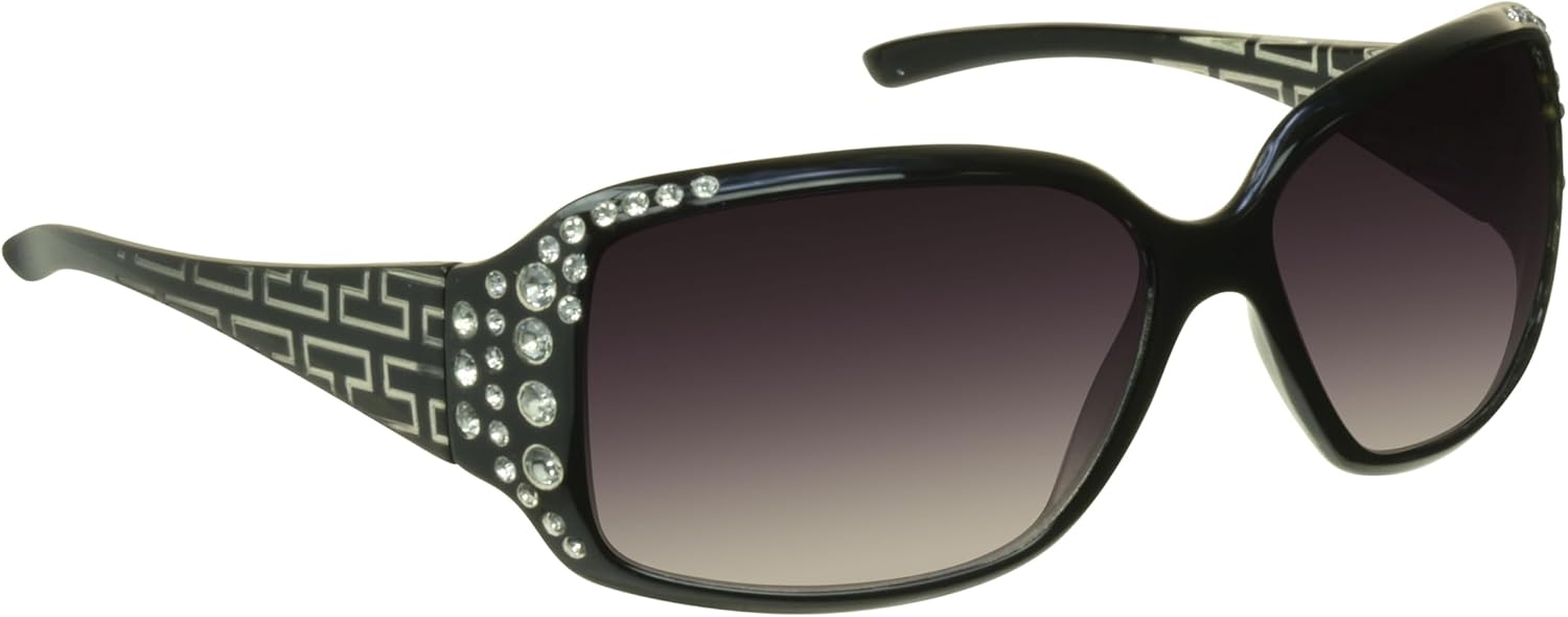 

proSPORT Женские стильные солнцезащитные очки большого размера с крупными стразами в виде серебряной бабочки и кристаллами, модные и блестящие, Crystal - Black Silver W/ Smoke Lens