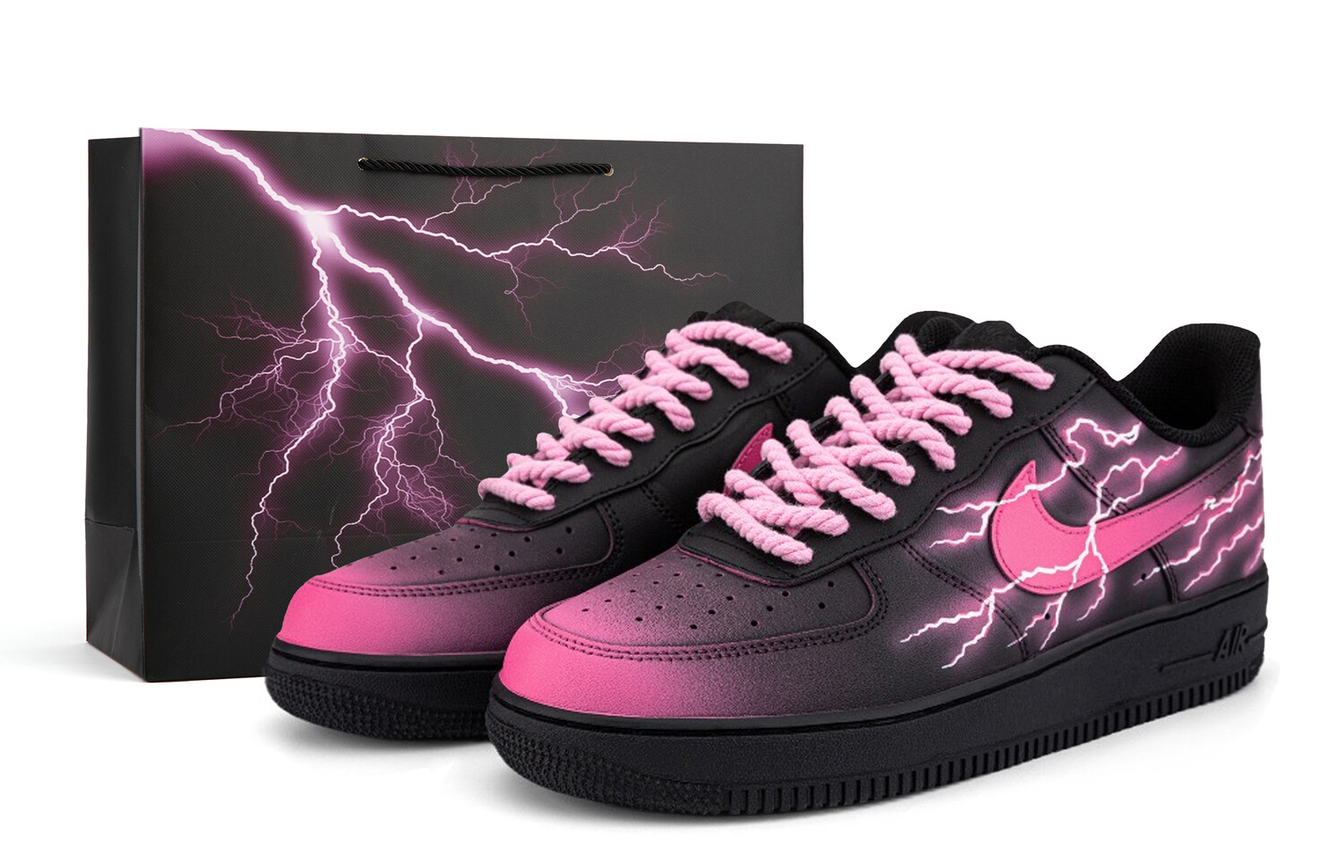 

Кроссовки Nike Air Force 1 Skateboarding Shoes Women's Low-top, черный/розовый
