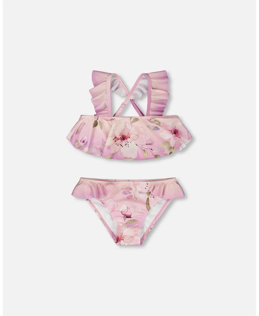 Детский купальник из двух частей Deux par Deux, фиолетовый flower print