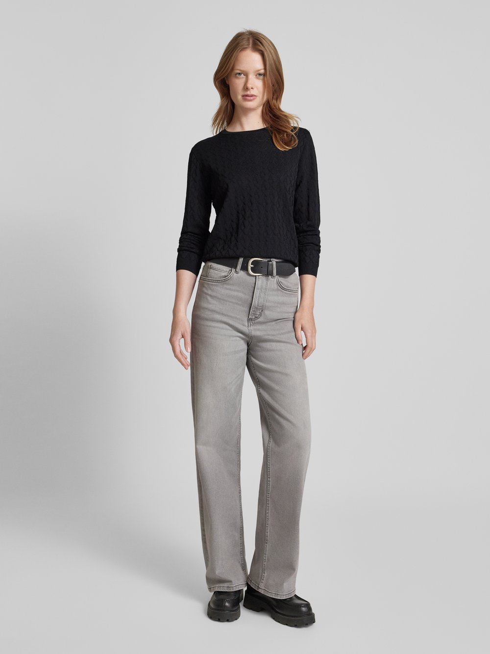 

Вязаный свитер с фактурным узором ARMANI EXCHANGE, черный