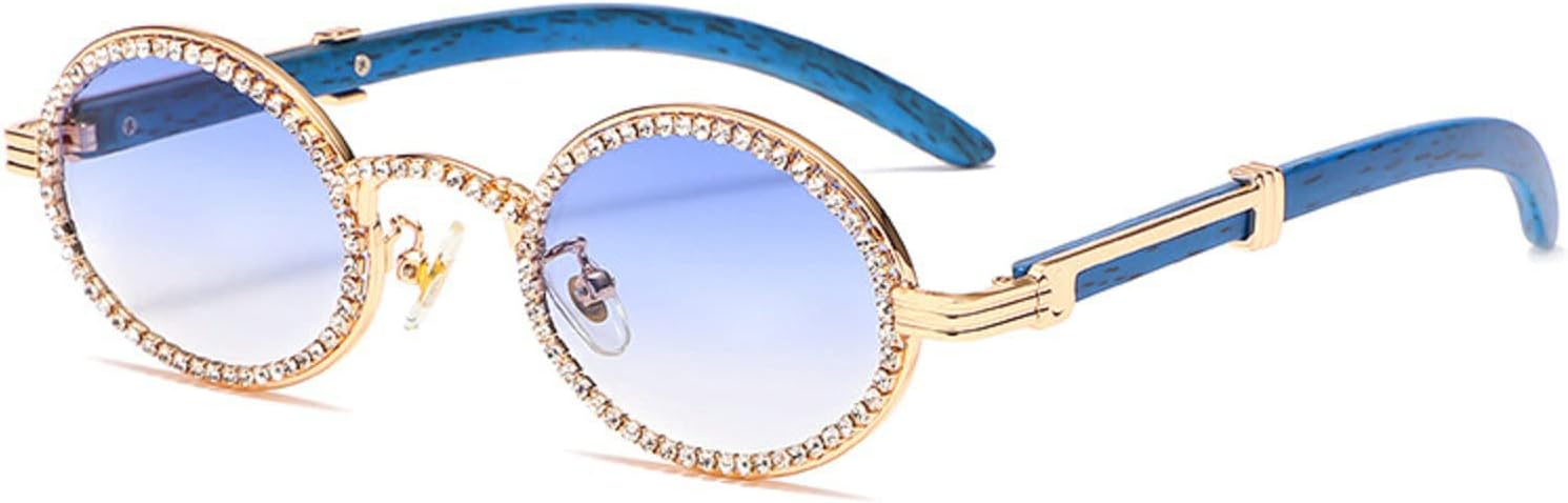 

Квадратные солнцезащитные очки Diamond для мужчин и женщин, роскошные дизайнерские, в деревянной оправе, со стразами, в стиле панк, с защитой от УФ-излучения UV400 mincl, Round&blue