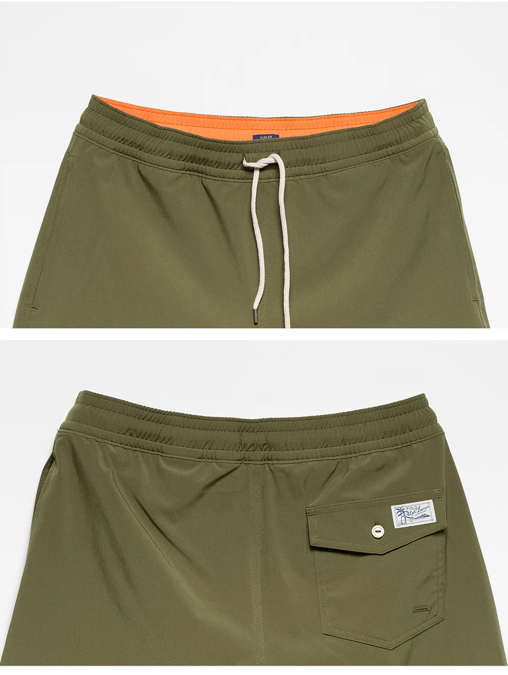 Мужские плавательные шорты Traveler Slim Fit длиной 11.4 см тёмно-зелёного цвета от Polo Ralph Lauren — фото 4