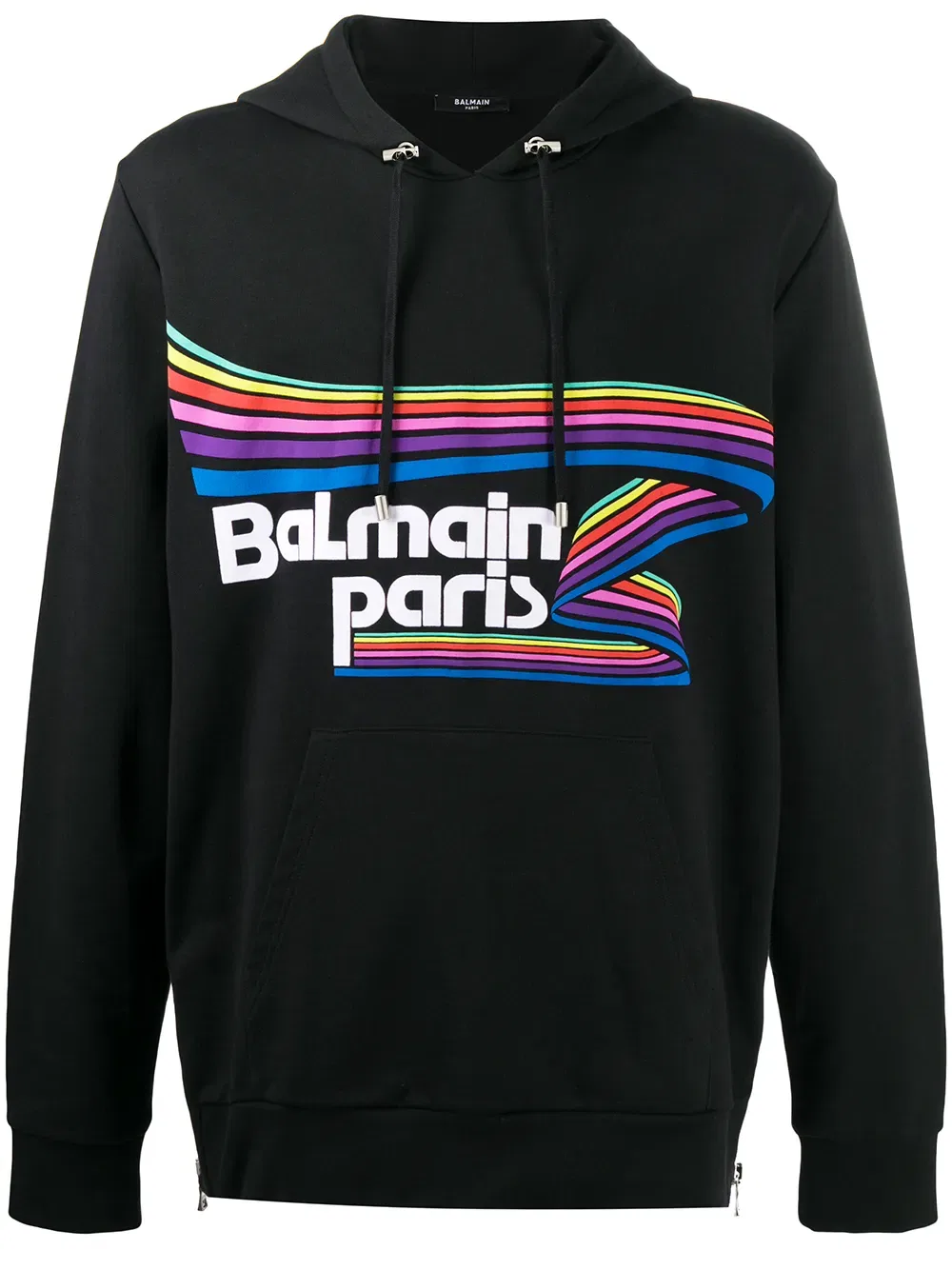Толстовка с капюшоном на шнуровке и принтом логотипа Balmain, синий