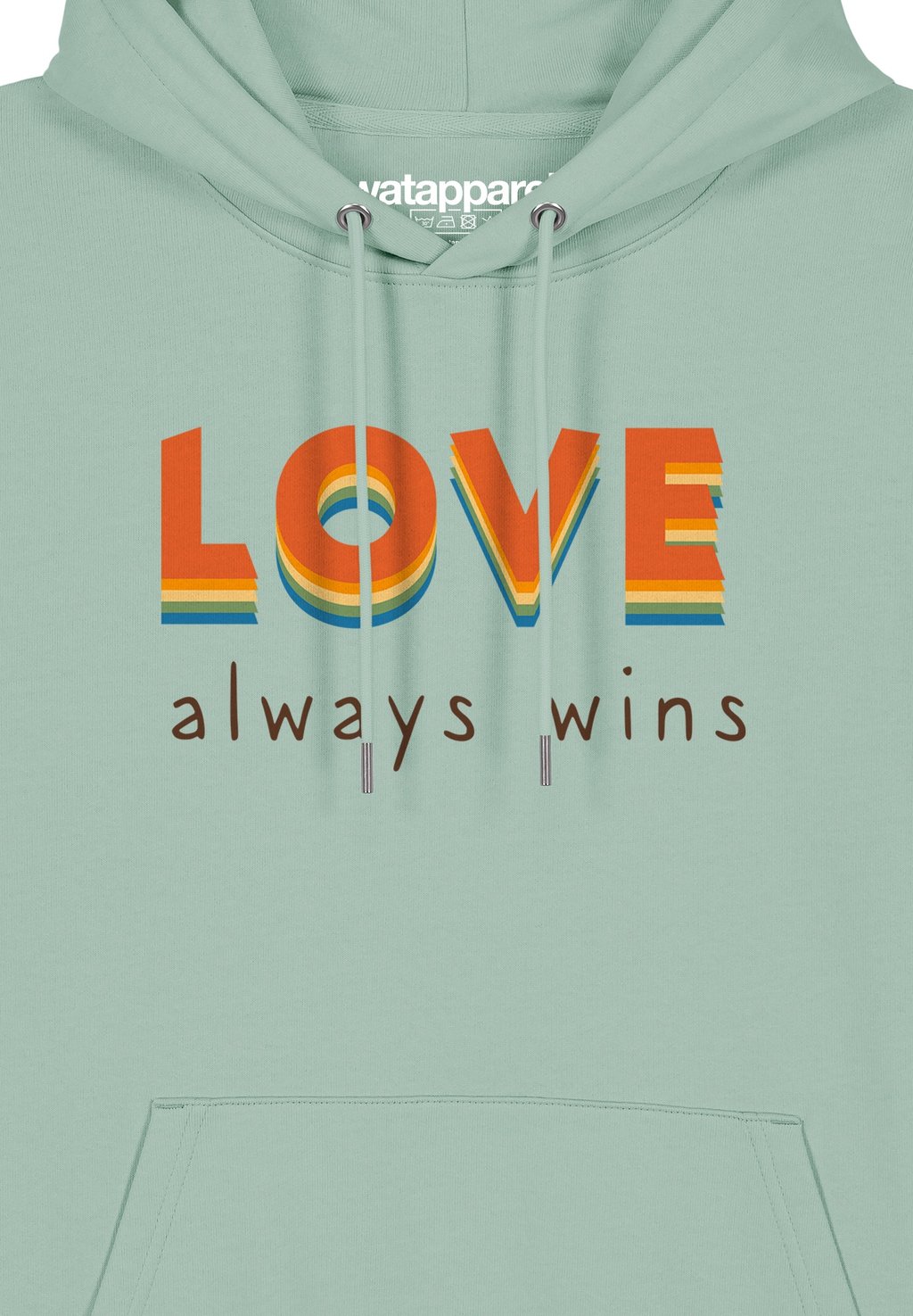

Толстовка с капюшоном LOVE ALWAYS WINS watapparel, бирюзовый