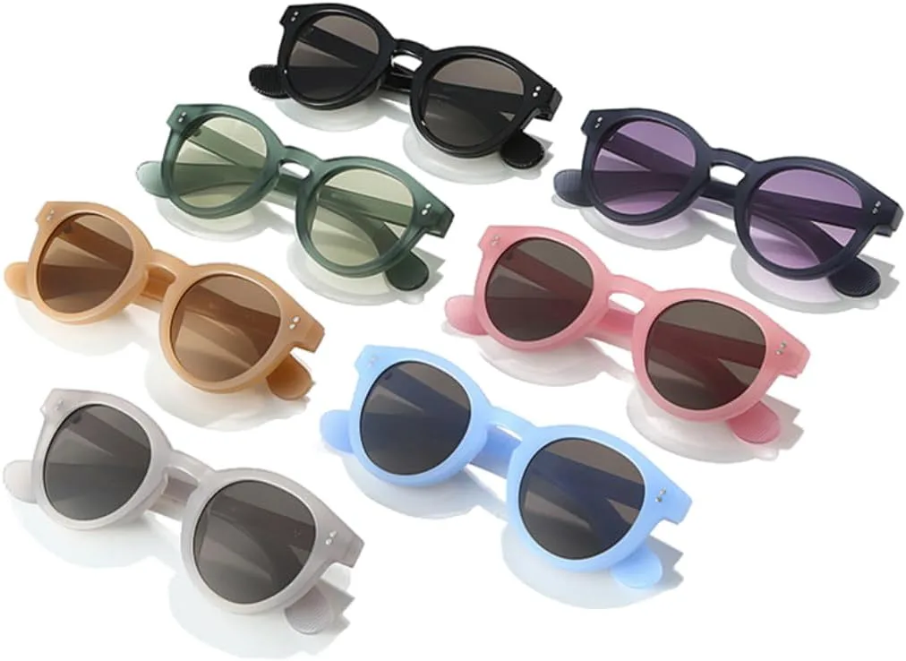 

Модные круглые солнцезащитные очки-гелевые очка для женщин, защита от УФ-излучения UV400, ретро-панк, с заклепками, матовые. Мужские матовые очки UUPTTPL, Blue Gray