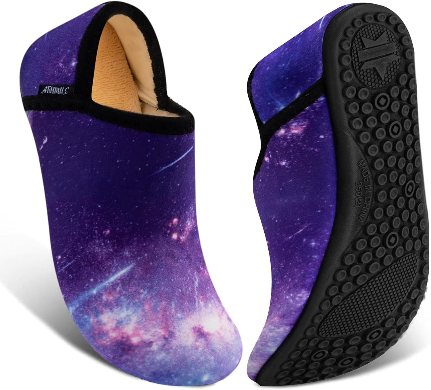 

Домашние тапочки ATHMILE для женщин и мужчин, для носки, в виде носков, пушистые, с удобной подошвой, уютные, для дома, спальни, путешествий и йоги, фиолетовый