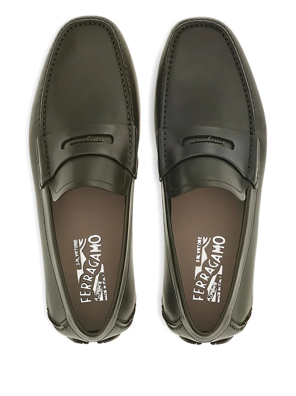 Кожаные мокасины с прорезями для пенни Ferragamo, коричневый — фото 4