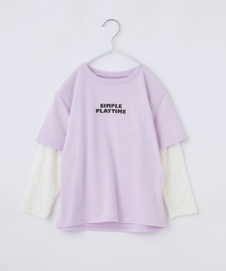 Многослойная футболка с длинными рукавами и кружевной аппликацией THE SHOP TK, Lavender(080)