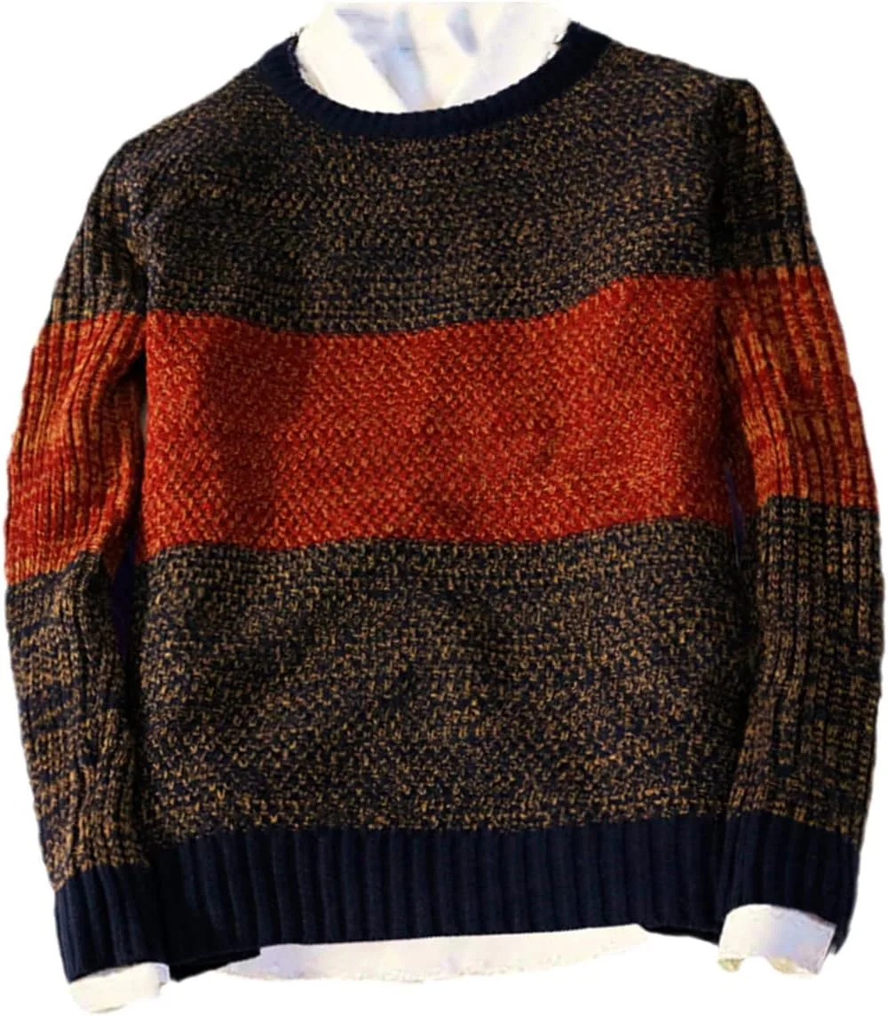 

Осенний свитер HOURVNEI O-Neck Striped Slim Fit