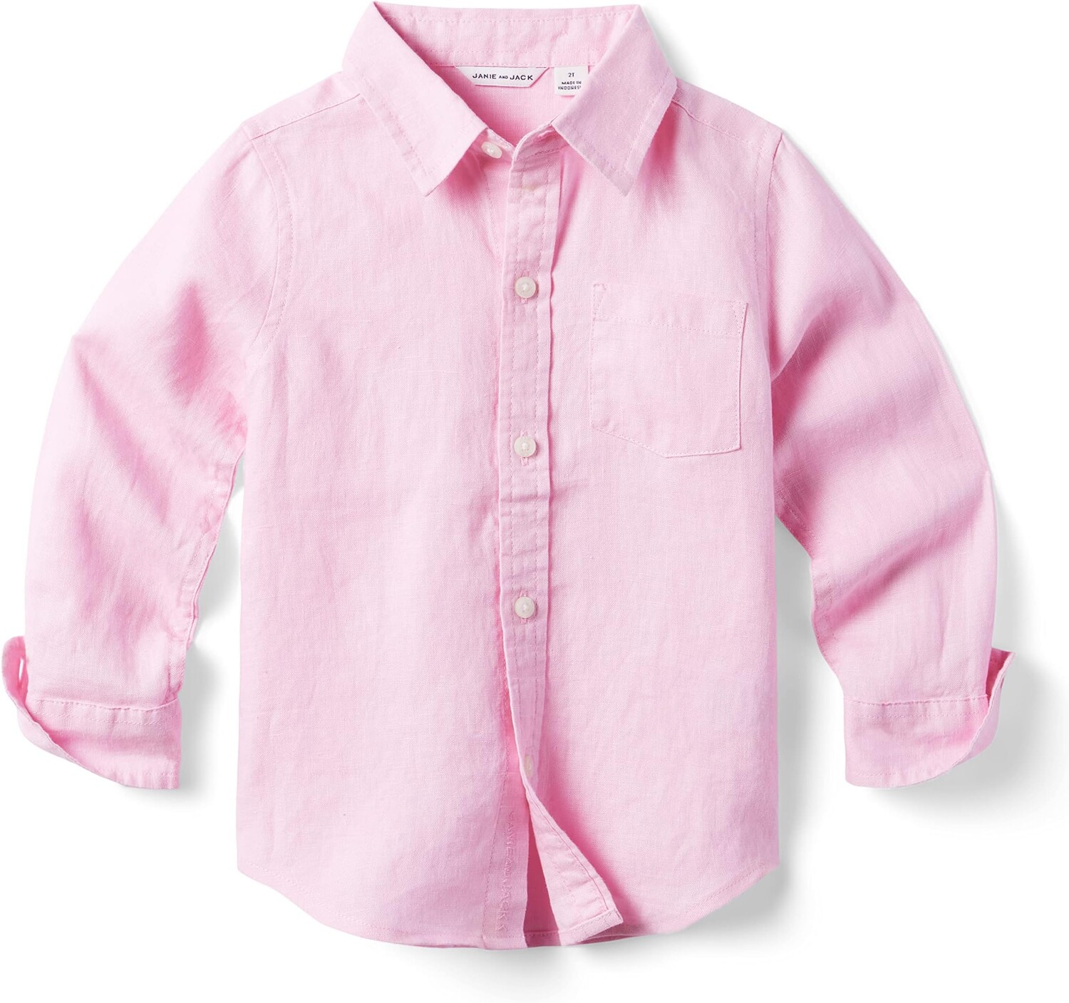 

Рубашка Janie and Jack Linen Roll-Up Shirt, розовый