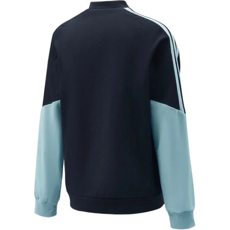 Детская куртка с бейсбольным воротником Adidas темно-синяя — фото 3