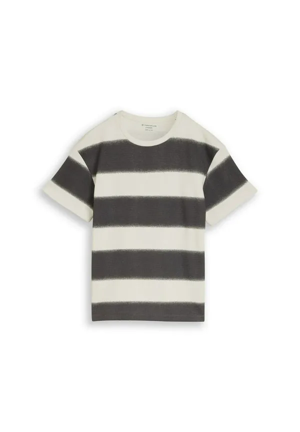 Футболка с принтом mit waffelstruktur Tom Tailor, Grey Off White Sprayed Stripe