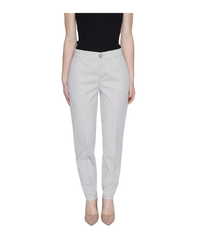 

Бежевые хлопчатобумажные брюки-сигареты Street One, серый