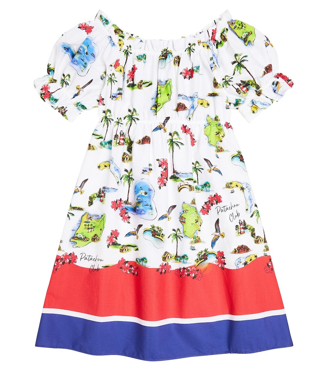 

Хлопковое платье в полоску с принтом Patachou, мультиколор