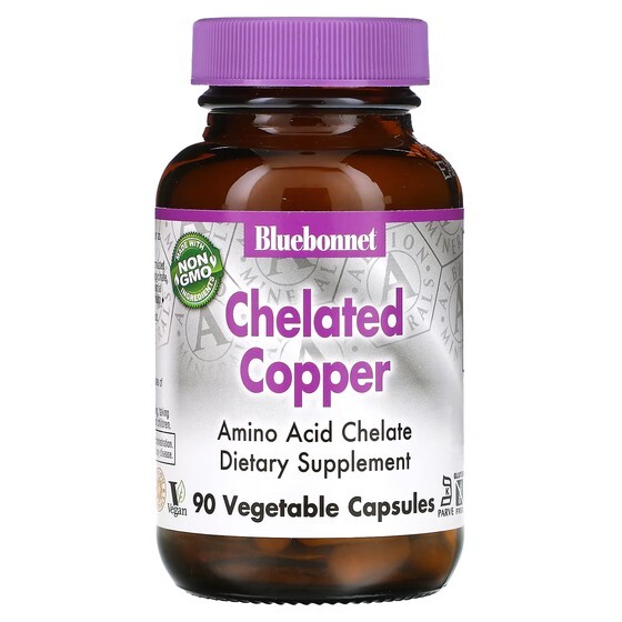 

Медь в хелатной форме Bluebonnet Nutrition, 90 растительных капсул