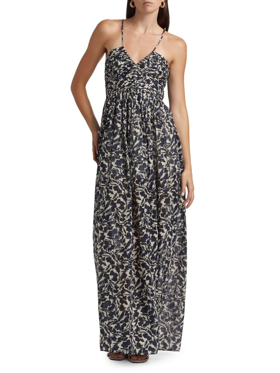 

Платье макси Romy Floral Halter A.L.C., цвет Navy Multi