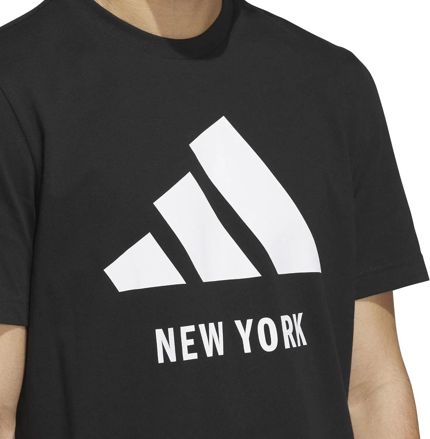 Мужская повседневная футболка adidas Key City New York с графическим принтом, круглым вырезом и коротким рукавом - белая — фото 4