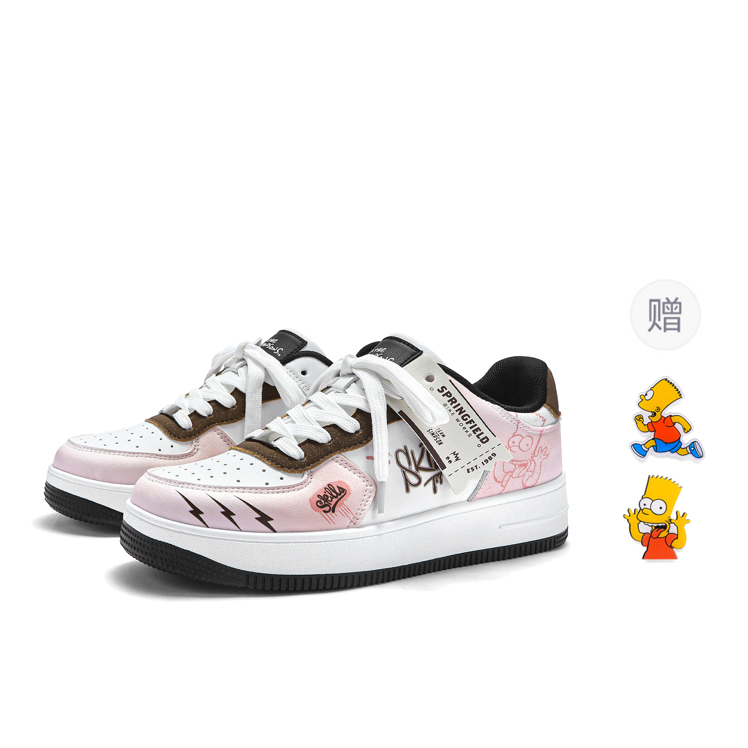 

The Simpsons Высокие дышащие низкие скейтерские кеды унисекс розовый цвет сакуры [в комплекте 1 пара брелоков для обуви], цвет Cherry Blossom Pink[Includes 1 Pair Shoe Charm]