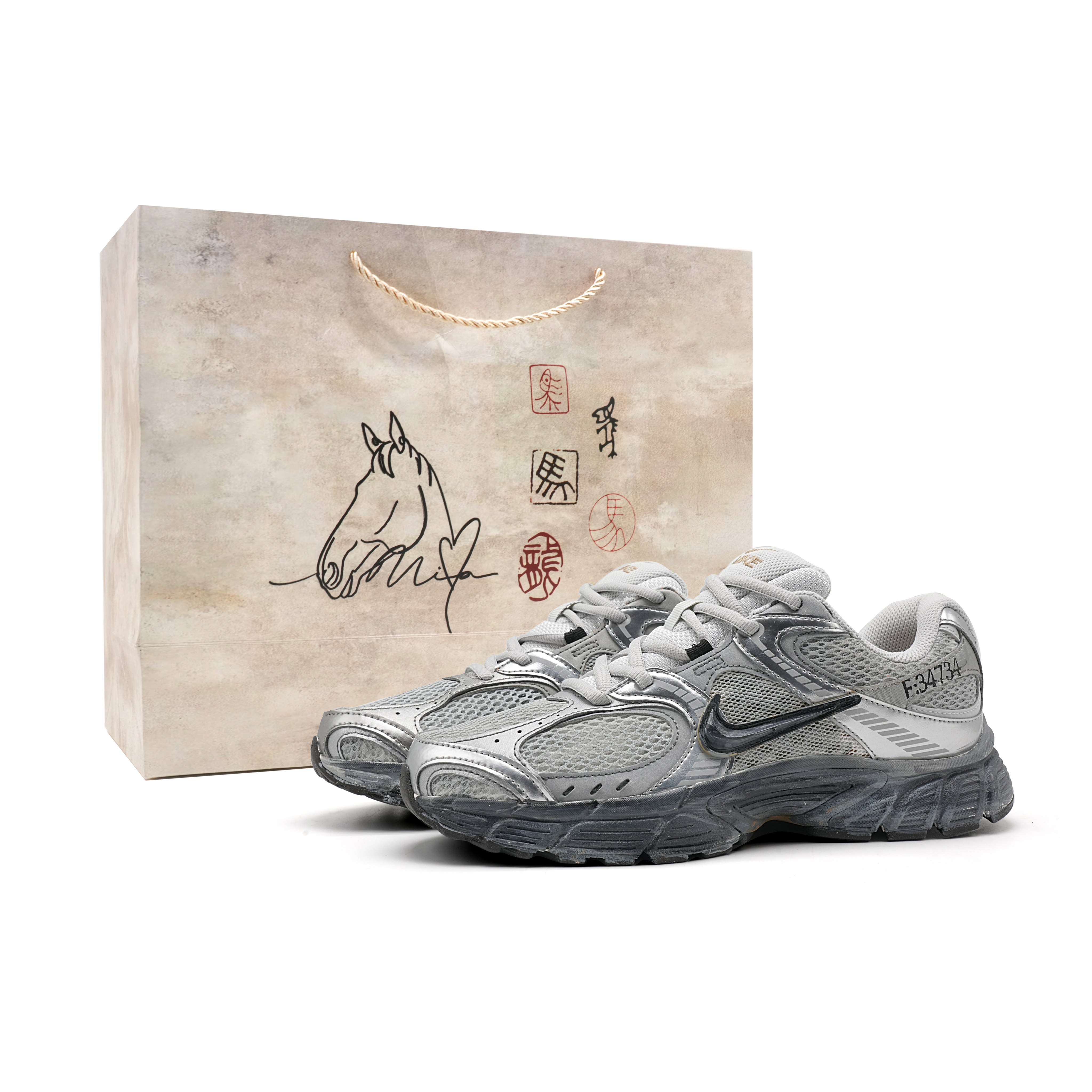 

Nike Кроссовки для бега V5 RNR Abrasion Resistant Breathable Slip Resistant Low top мужские Silver