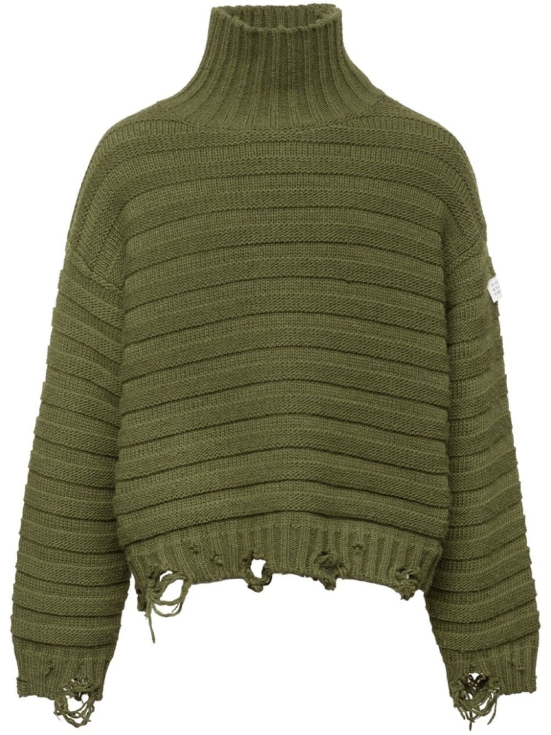 

MM6 Maison Margiela джемпер с высоким воротом и потертостями, зеленый