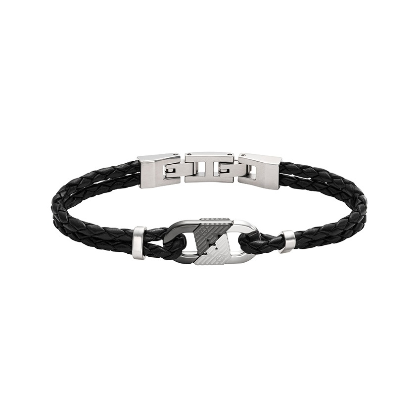 

Браслет из натуральной кожи мужской black EMPORIO ARMANI, черный