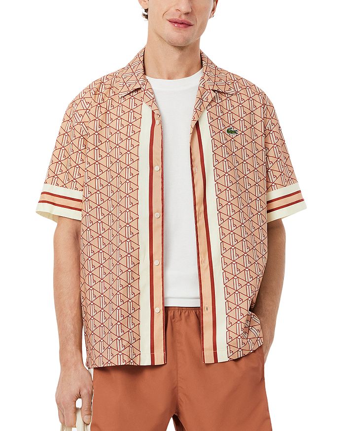 

Рубашка свободного кроя с монограммой Lacoste, коричневый/бежевый