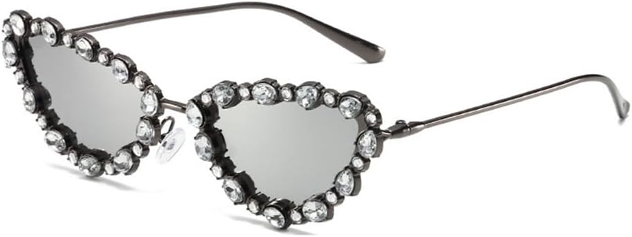 

Солнцезащитные очки «кошачий глаз» для женщин, солнцезащитные очки с кристаллами для мужчин, солнцезащитные очки для женщин с защитой от УФ-излучения UV400 generic, Gun Silver