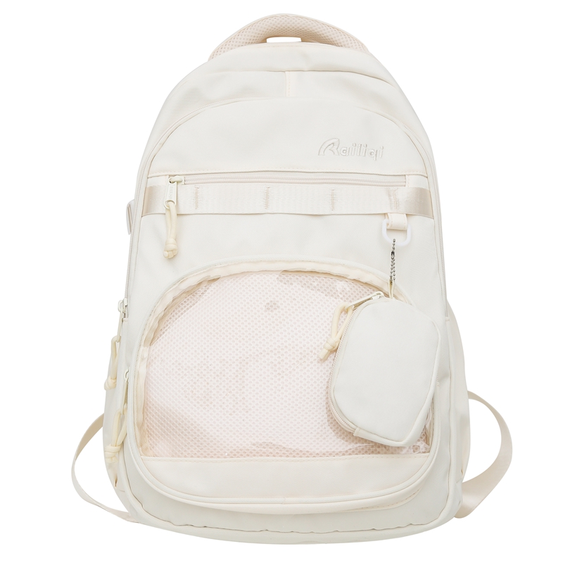 

Shouldcat Нейлоновый рюкзак с ПВХ спинкой женский черно-бело-фиолетово-зелено-голубой, White