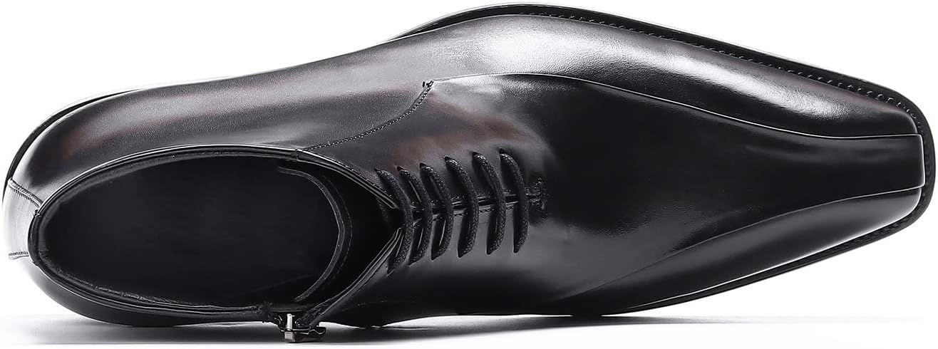 Мужские ботинки Santimon Oxfords, формальные, из натуральной кожи, с гладким носком, на щиколотке, мужская мода, деловой стиль, повседневная одежда, на свадьбу, выпускной, под смокинг, комфортные западные ботинки на шнуровке, черный — фото 4