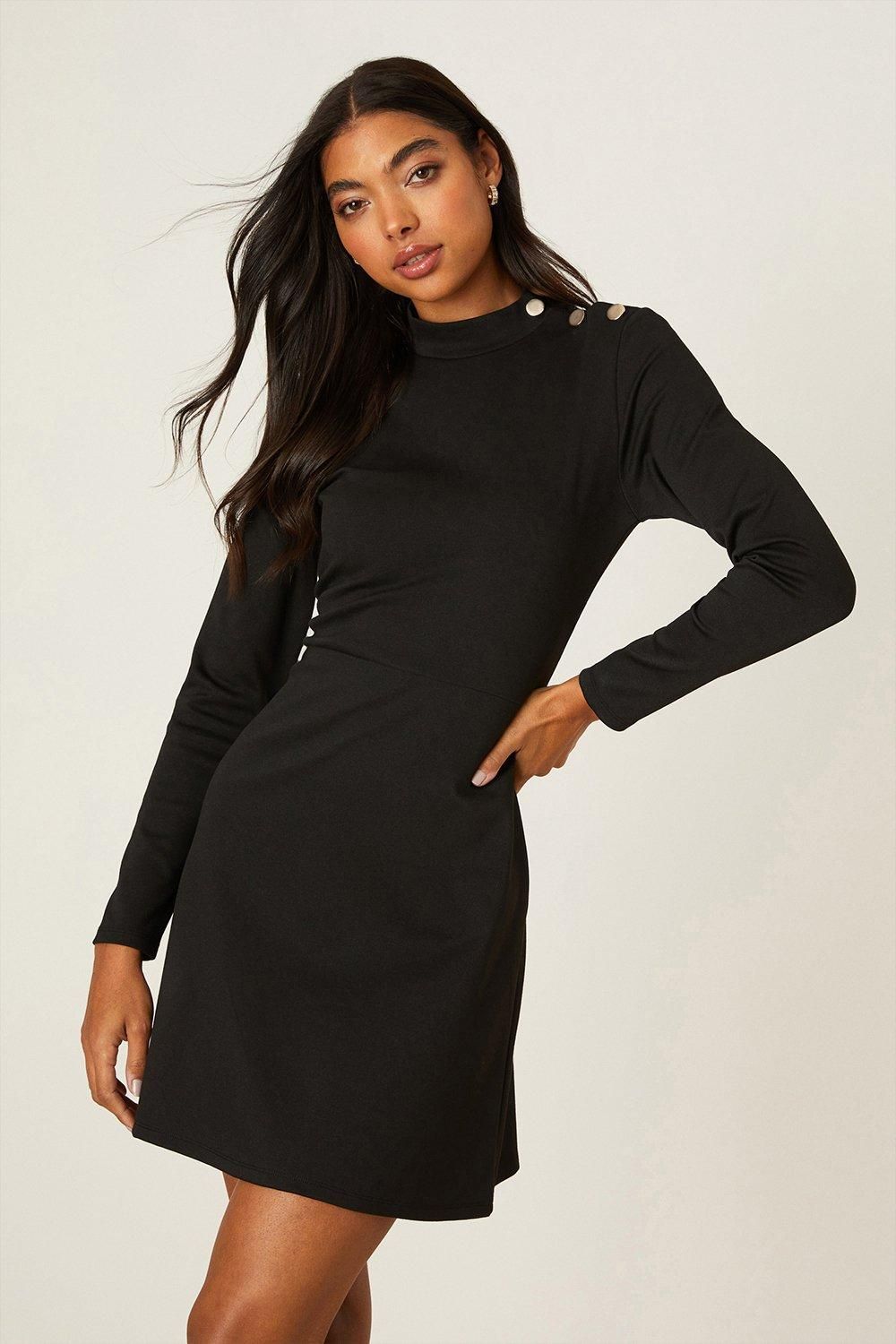 

Мини-платье Dorothy Perkins Ponte на пуговицах, черный