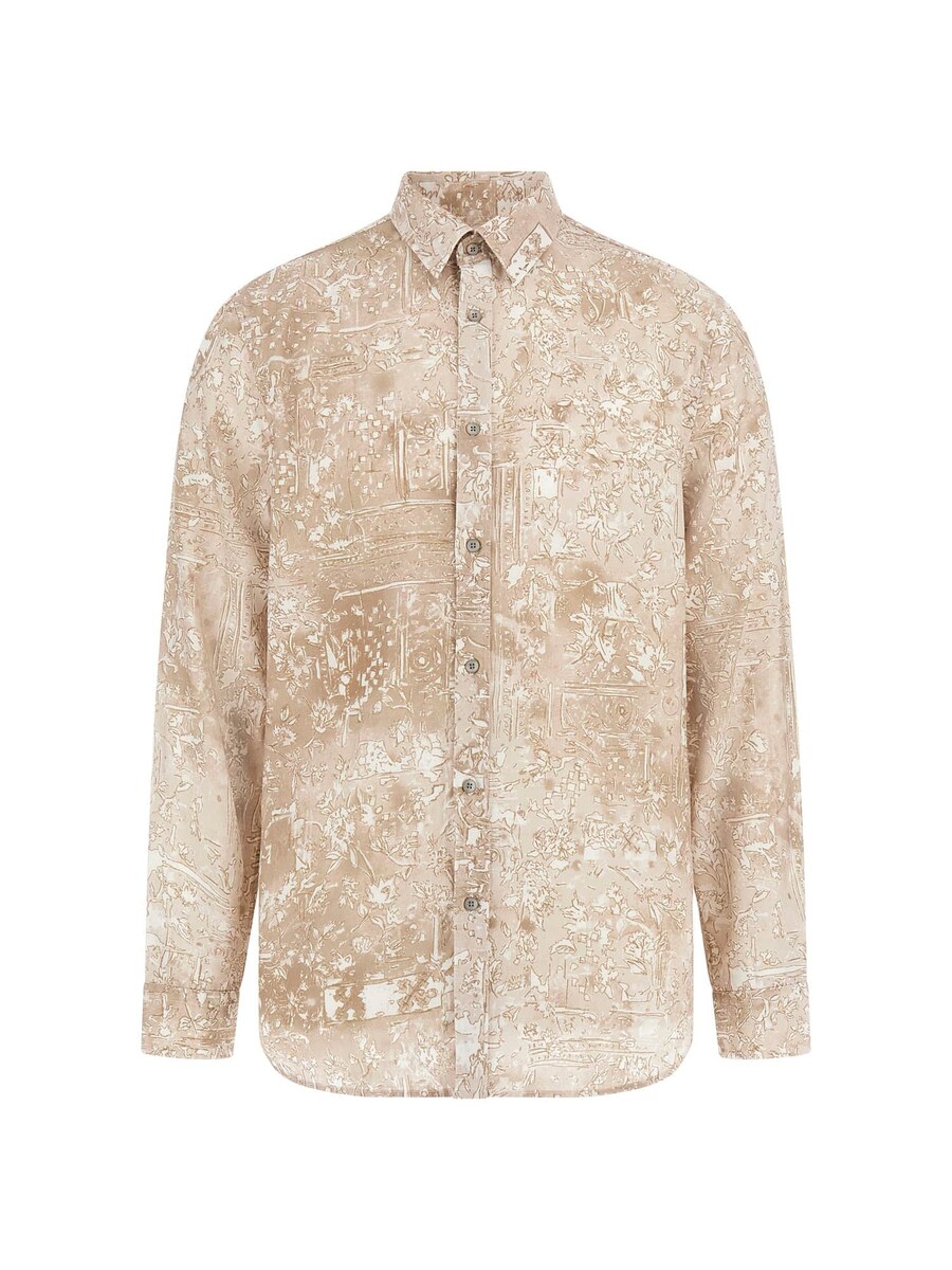 

Рубашка на пуговицах классического кроя GUESS, цвет Beige/Cream