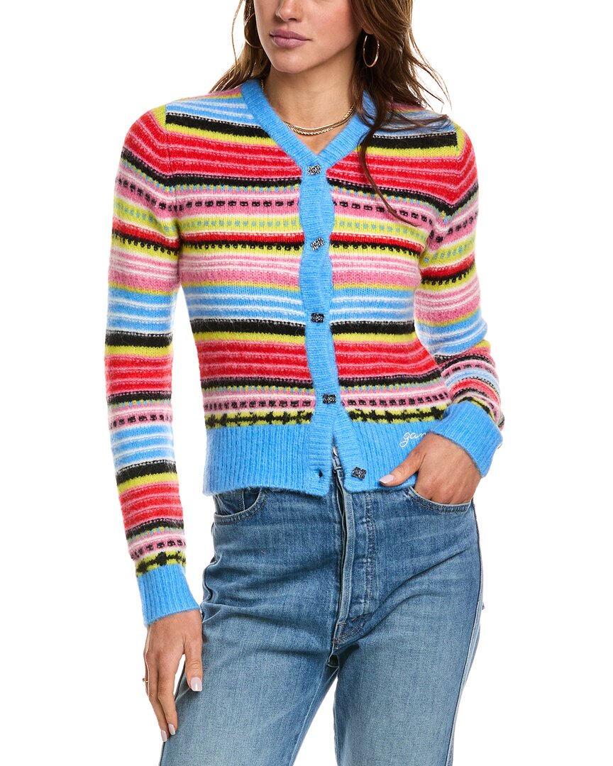 

Кардиган GANNI Soft Stripe из смесовой шерсти, синий
