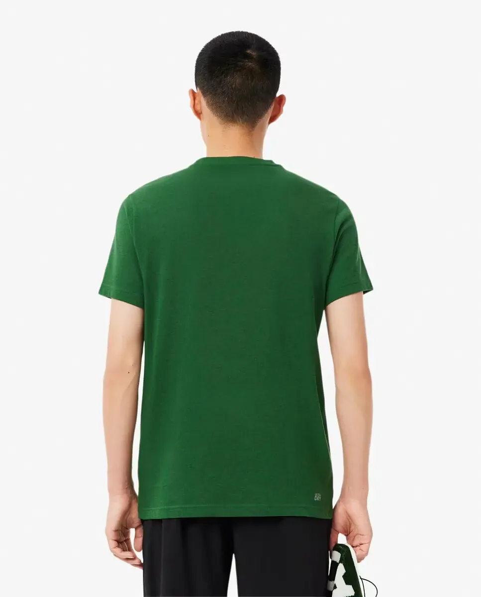 Мужская спортивная футболка с коротким рукавом и принтом Ultra-Dry Lacoste, зеленый — фото 2