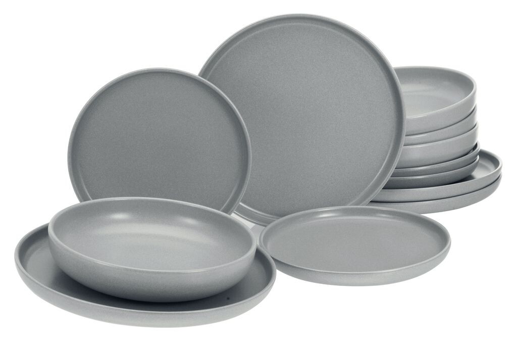 

CreaTable, 23583, Uno Grey, набор тарелок, 12 предметов, керамика, серый