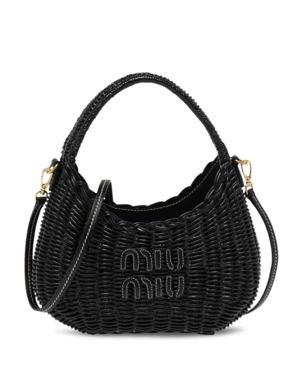 

Плетеная мини-сумка Wander MIU MIU, черный