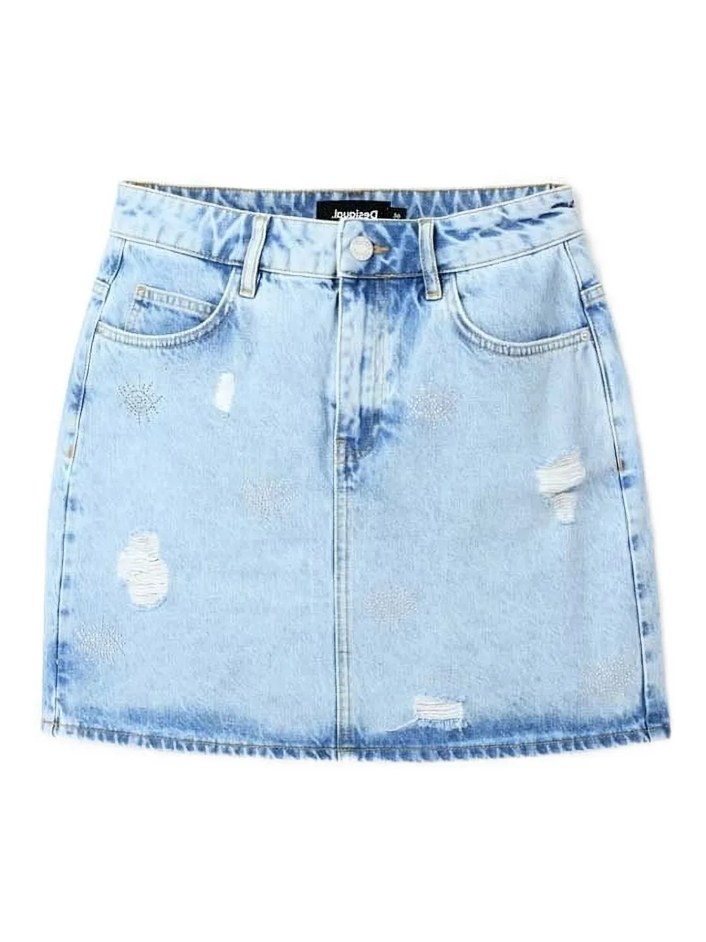 

Джинсовая юбка мини с эффектом потертости Desigual, синий