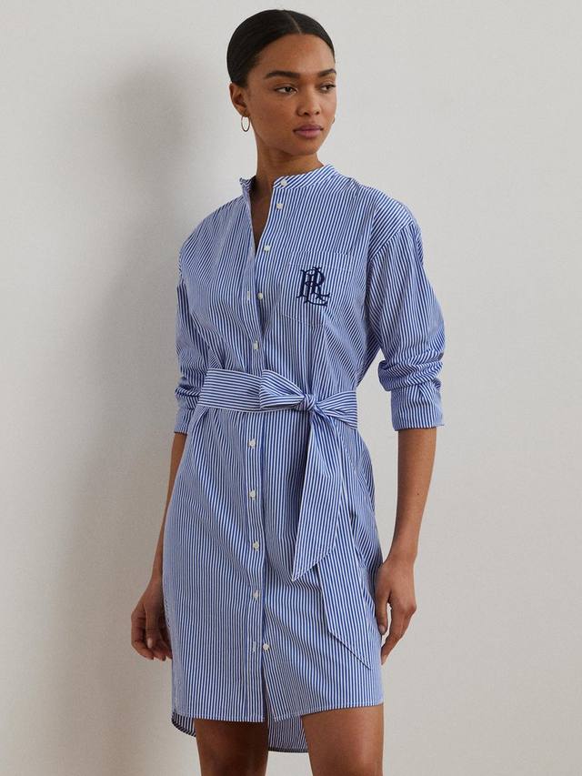 

Платье-рубашка из сукна в полоску с поясом от kinley Ralph Lauren, синий/белый