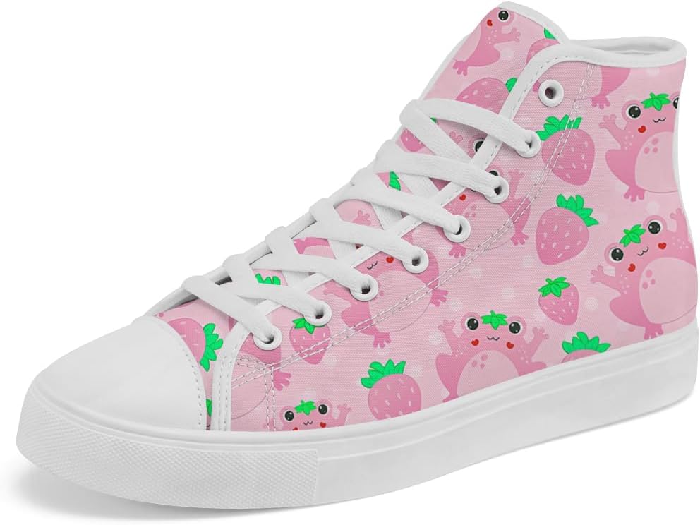 

Кеды Frog с высоким берцем, высокие холщовые кроссовки на шнуровке, повседневная обувь для женщин и мужчин Chebing, розовый