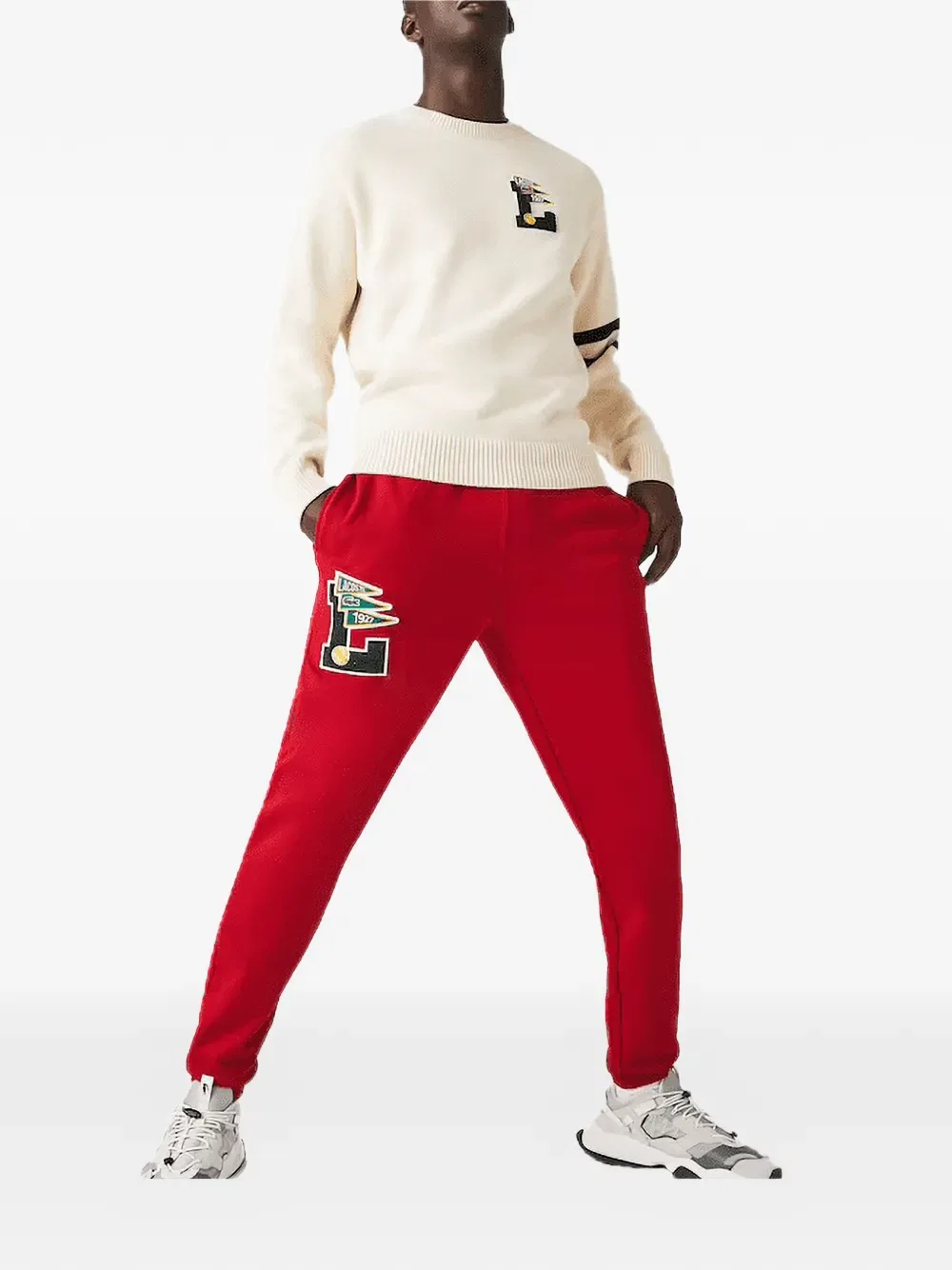 Спортивные брюки с нашивками Lacoste, красный