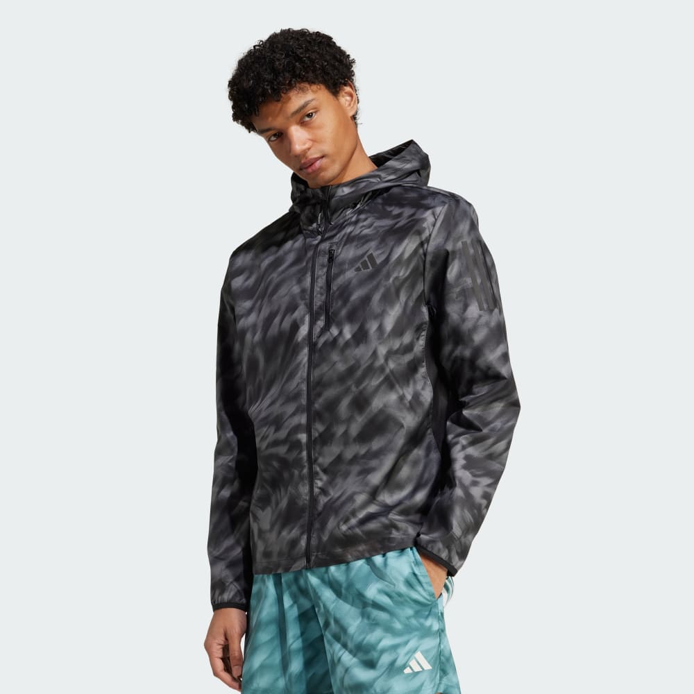 

Куртка Adidas Own The Run Allover Print Jacket, цвет Grey Four/Black