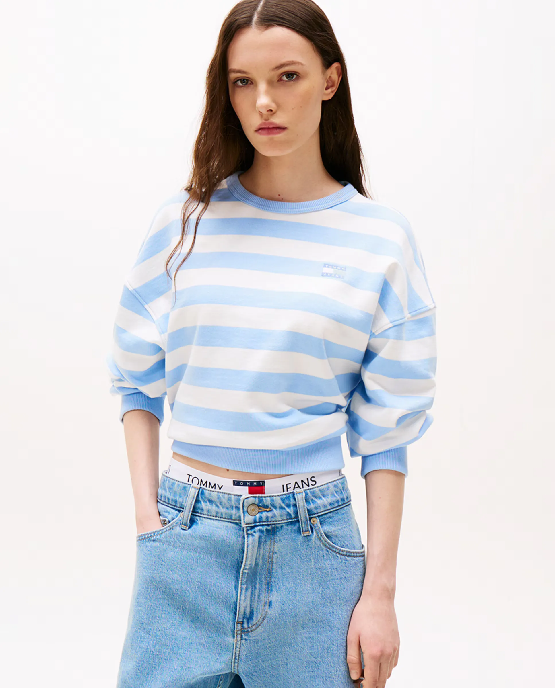 

Женская худи в полоску с прямым кроем Tommy Jeans, синий