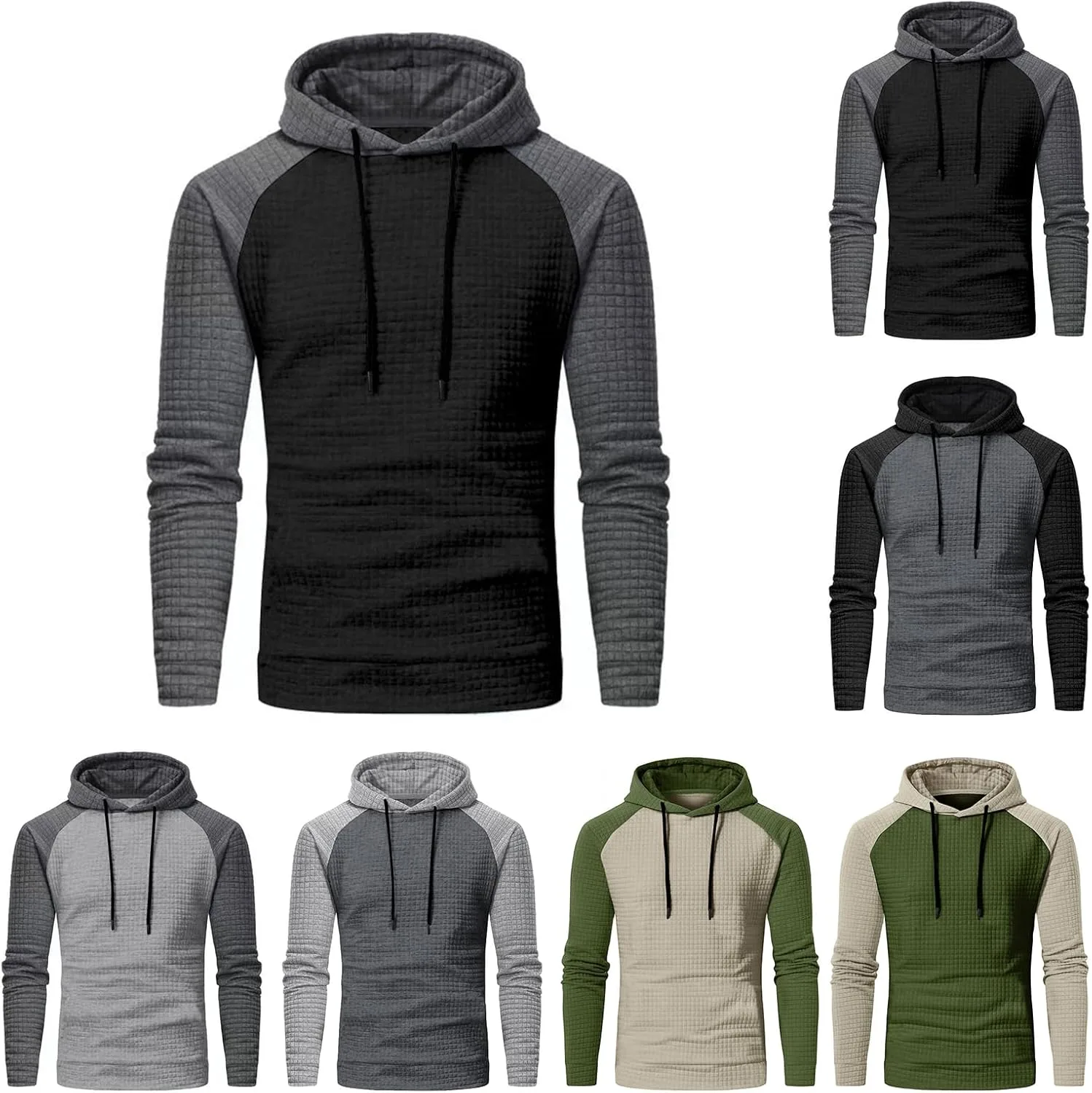 

Мужской худи Slim Fit с капюшоном на шнурке, ветрозащитный, теплый, с длинным рукавом